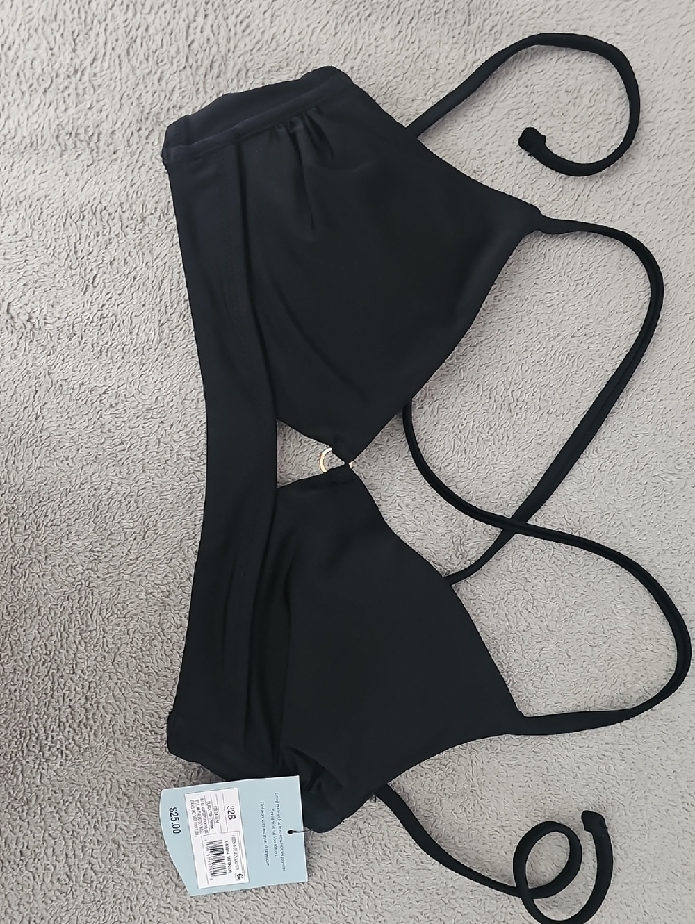 Shade & Shore Black Bikini Bralette with Thin Straps *NWT*